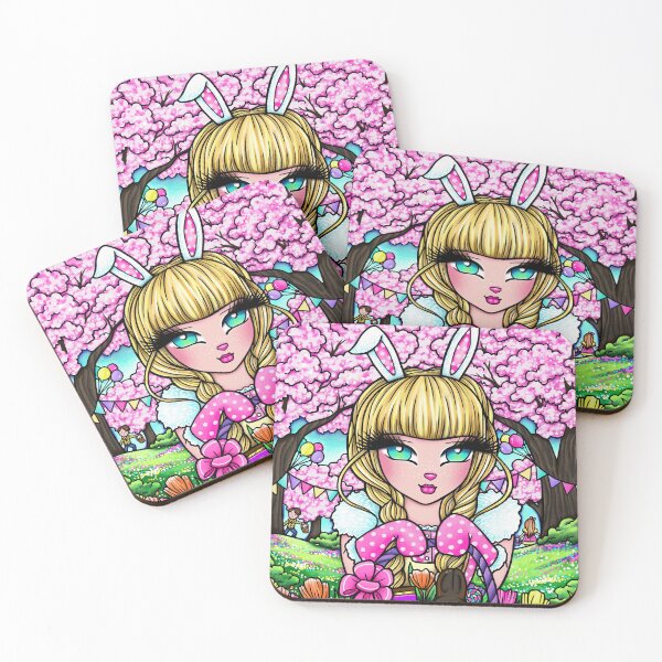 Item preview, Cute Blonde Easter Bunny Girl Egg Hunting Fantasy Art designed and sold by hannahlynnart.