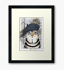 Charming French Cat in Paris. Perfect for cat lovers. Framed Print