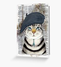 Charming French Cat in Paris. Perfect for cat lovers. Greeting Card