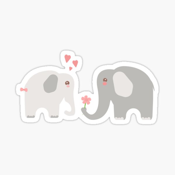 Elephants falling in love on valentines day Sticker