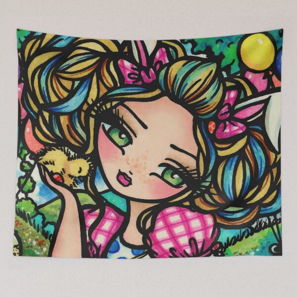 Item preview, Easter Bunny Cutie Egg Hunting Whimsical Easter Page Fantasy Art designed and sold by hannahlynnart.