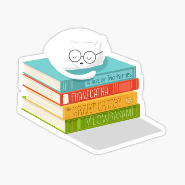 The Cat Loves Books Sticker