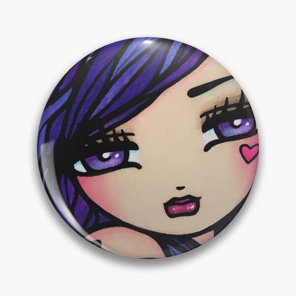 Item preview, Blue Haired Valentine Heart Girl Whimsical Art designed and sold by hannahlynnart.