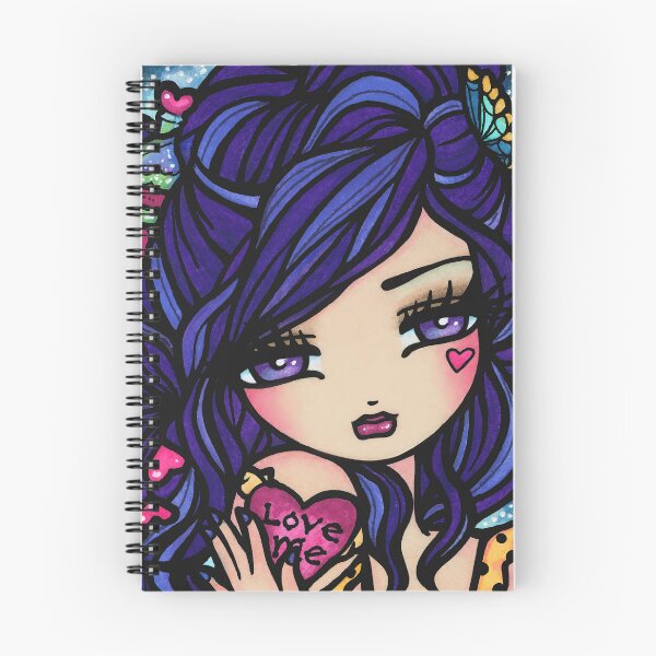 Item preview, Blue Haired Valentine Heart Girl Whimsical Art designed and sold by hannahlynnart.