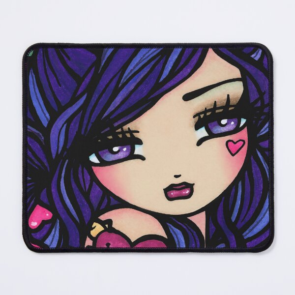 Item preview, Blue Haired Valentine Heart Girl Whimsical Art designed and sold by hannahlynnart.