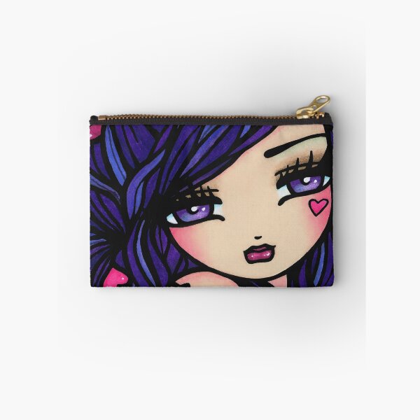 Item preview, Blue Haired Valentine Heart Girl Whimsical Art designed and sold by hannahlynnart.