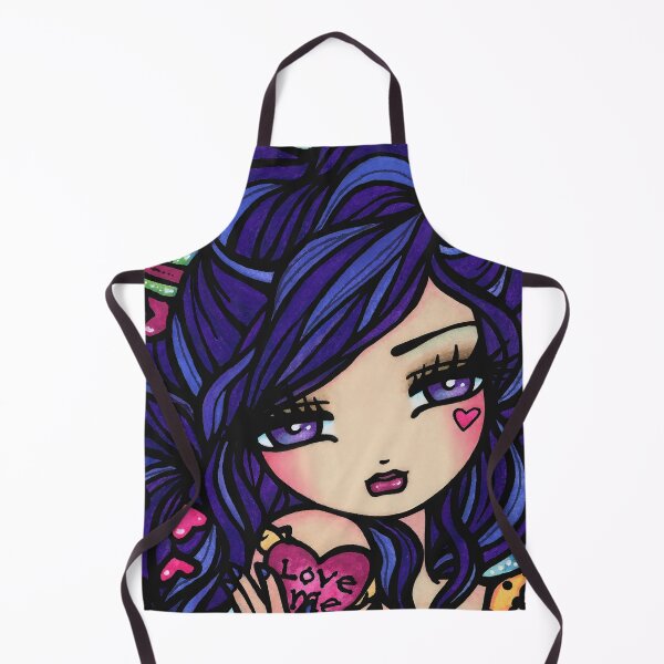 Item preview, Blue Haired Valentine Heart Girl Whimsical Art designed and sold by hannahlynnart.