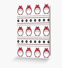 Totoro Winter Pattern - Red Greeting Card