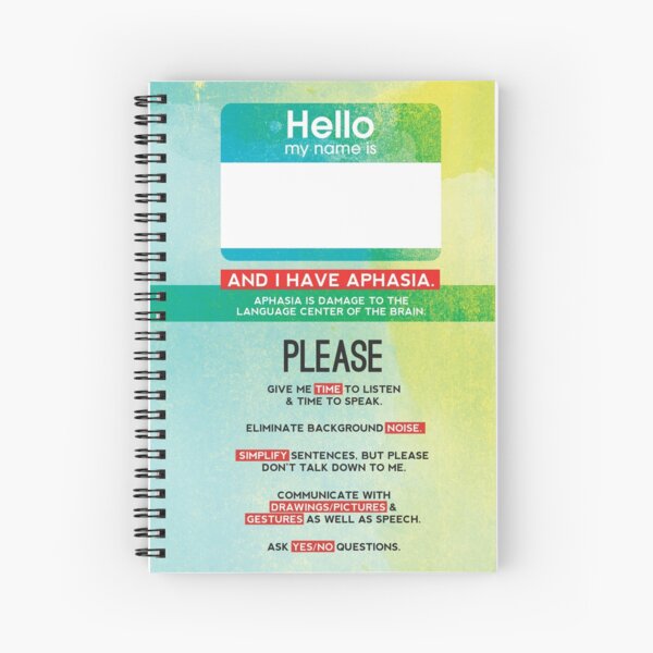 Notebook for people with aphasia Spiral Notebook