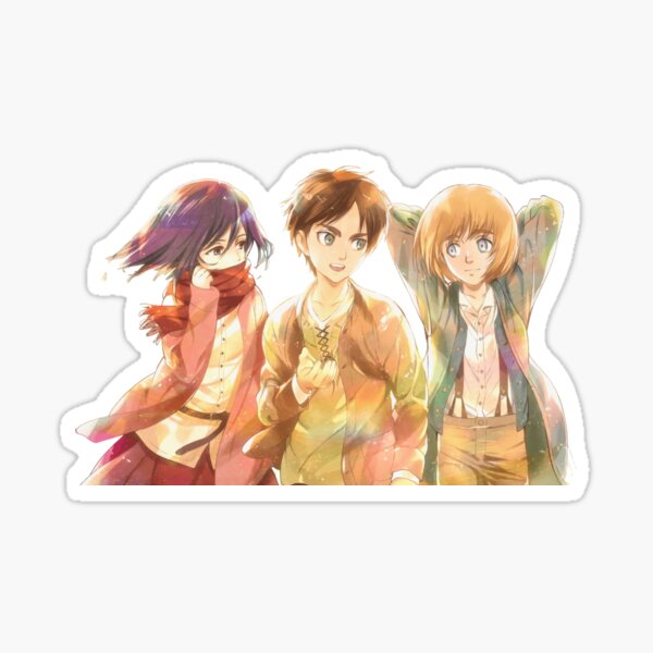 Eren Mikasa and Armin Happy Sticker