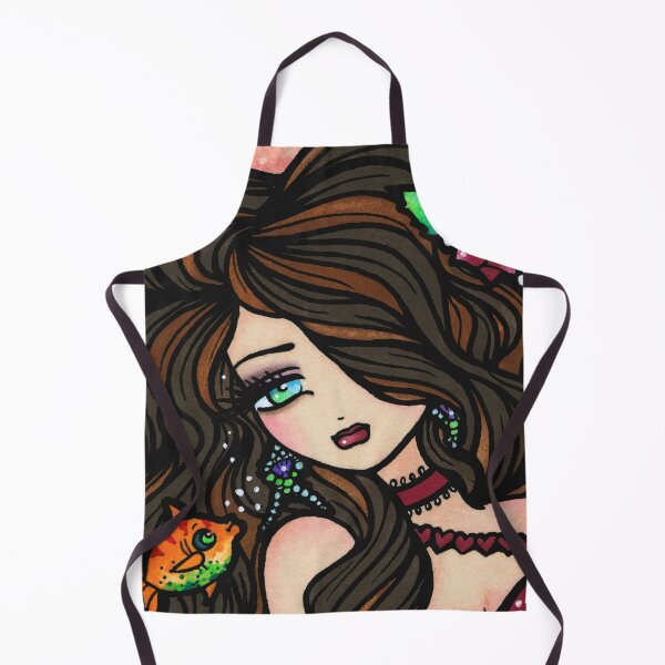 Item preview, Valentines Brown Haired Mermaid Kissy Fish Fantasy Art designed and sold by hannahlynnart.