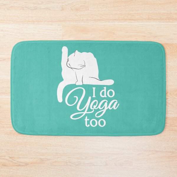 Item preview, I Do Yoga Too | Cat | White | Cyan designed and sold by Wintre2.
