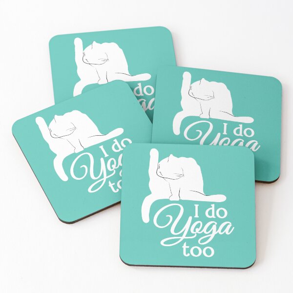 Item preview, I Do Yoga Too | Cat | White | Cyan designed and sold by Wintre2.