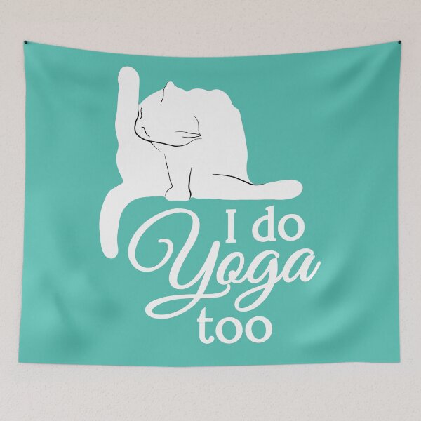 Item preview, I Do Yoga Too | Cat | White | Cyan designed and sold by Wintre2.