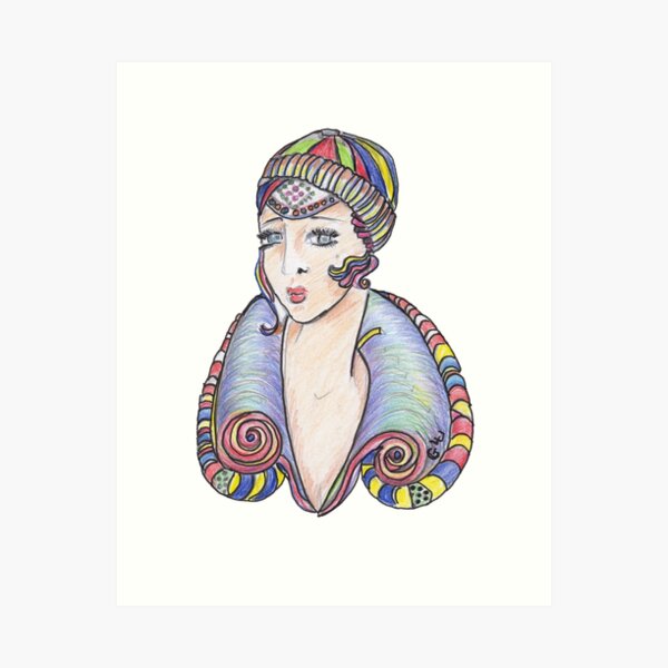 Lola Art Deco Lady Art Print
