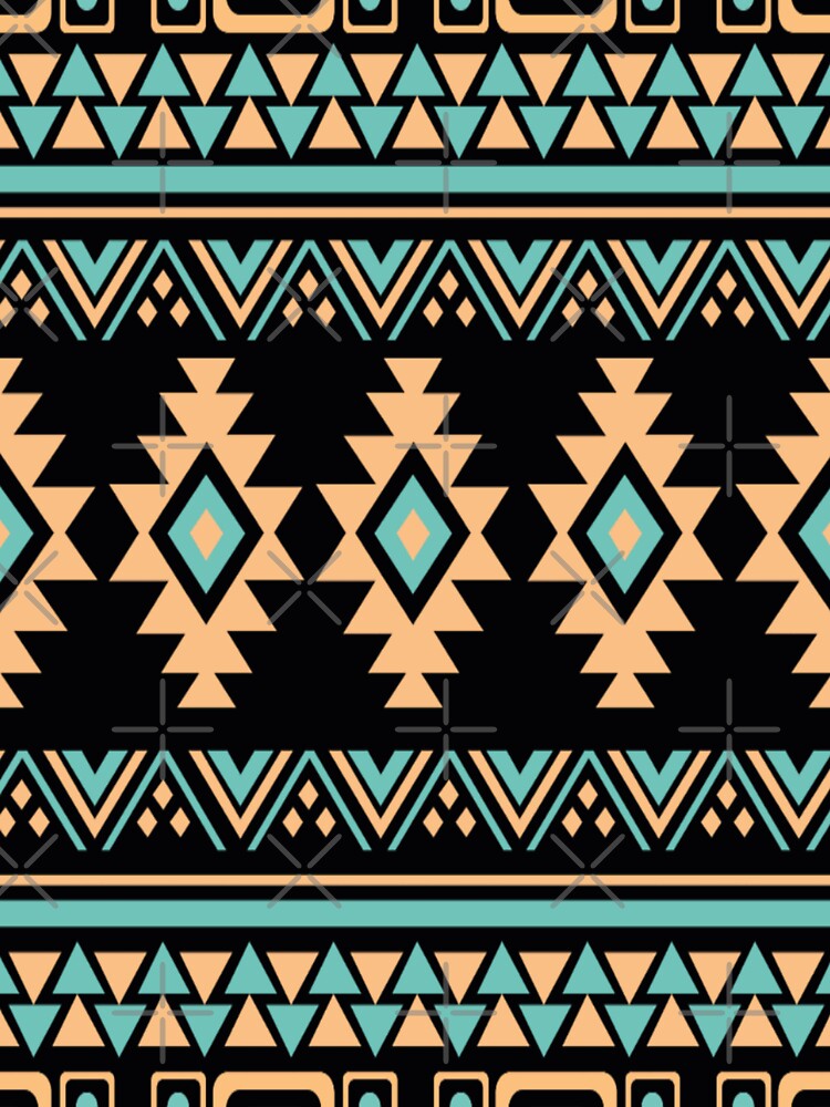 Tan / Turquoise Geometric Native Print  