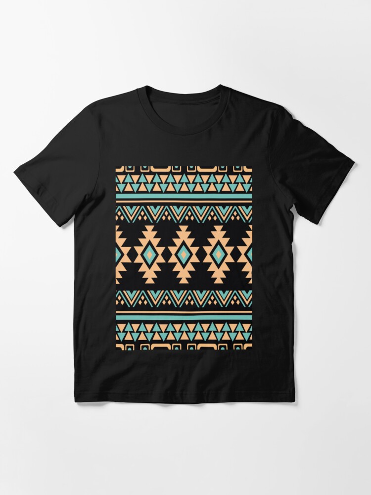 Tan / Turquoise Geometric Native Print | Essential T-Shirt