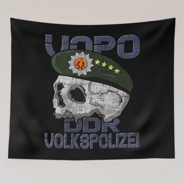 Item preview, DDR Volkspolizei VoPo Emblem Schädel Beret #1755 designed and sold by Rare-Militia.