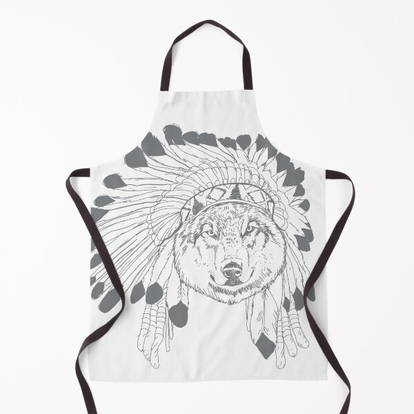 Item preview, Native American Indian Chief Wolf Head In Headdress With Eagle Feathers designed and sold by SpotWarehouse.