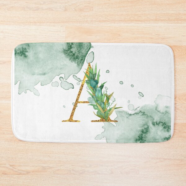 Item preview, Green Watercolor and Gold Glitter Letter A Monogram Pillow designed and sold by adriana-holmes.