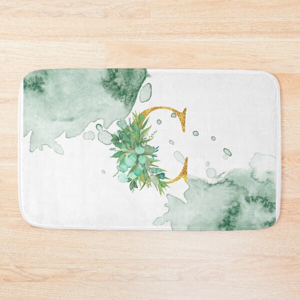 Item preview, Green Watercolor and Gold Glitter Letter C Monogram Pillow designed and sold by adriana-holmes.