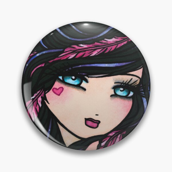 Item preview, Black Haired Beauty with Pink Feathers in her Hair Fairy Fantasy Art designed and sold by hannahlynnart.