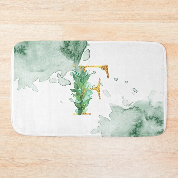 Item preview, Green Watercolor and Gold Glitter Letter F Monogram Pillow designed and sold by adriana-holmes.