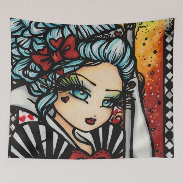 Item preview, Queen of Hearts Alice in Wonderland Fan Fantasy Art designed and sold by hannahlynnart.