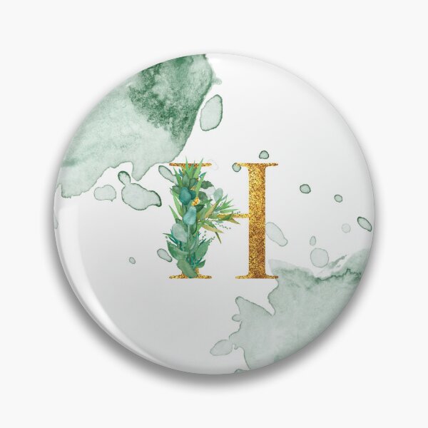 Item preview, Green Watercolor and Gold Glitter Letter H Monogram Pillow designed and sold by adriana-holmes.