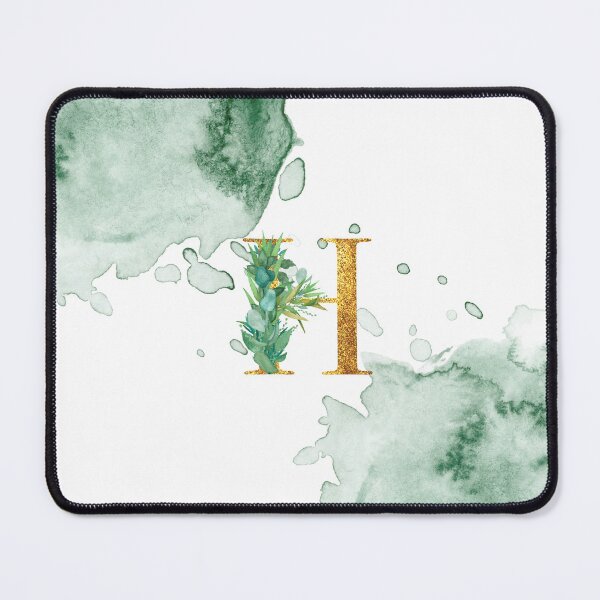 Item preview, Green Watercolor and Gold Glitter Letter H Monogram Pillow designed and sold by adriana-holmes.