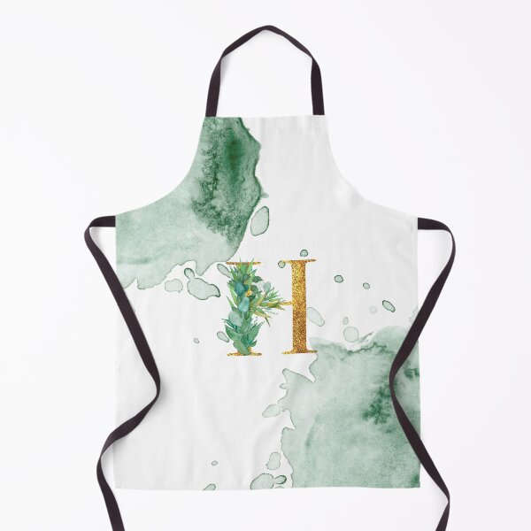 Item preview, Green Watercolor and Gold Glitter Letter H Monogram Pillow designed and sold by adriana-holmes.