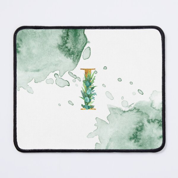 Item preview, Green Watercolor and Gold Glitter Letter I Monogram Pillow designed and sold by adriana-holmes.