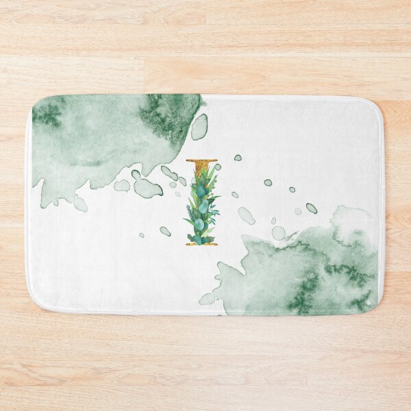 Item preview, Green Watercolor and Gold Glitter Letter I Monogram Pillow designed and sold by adriana-holmes.