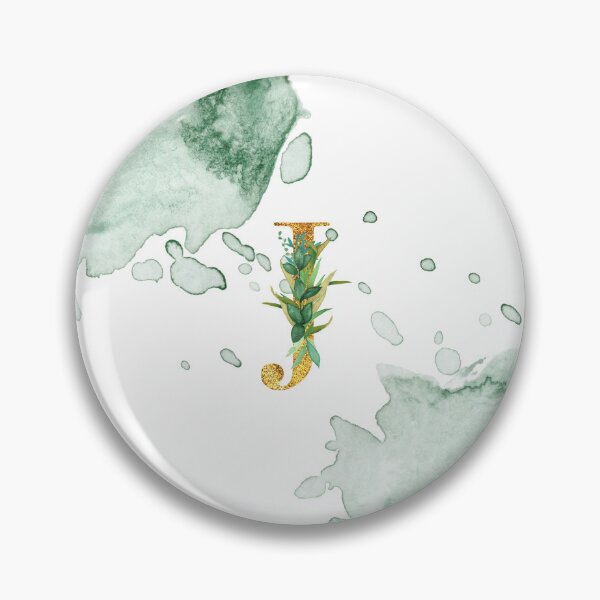 Item preview, Green Watercolor and Gold Glitter Letter J  Monogram Pillow designed and sold by adriana-holmes.