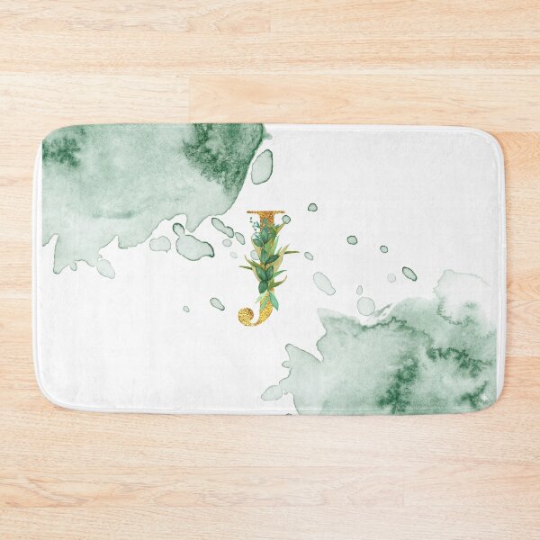 Item preview, Green Watercolor and Gold Glitter Letter J  Monogram Pillow designed and sold by adriana-holmes.