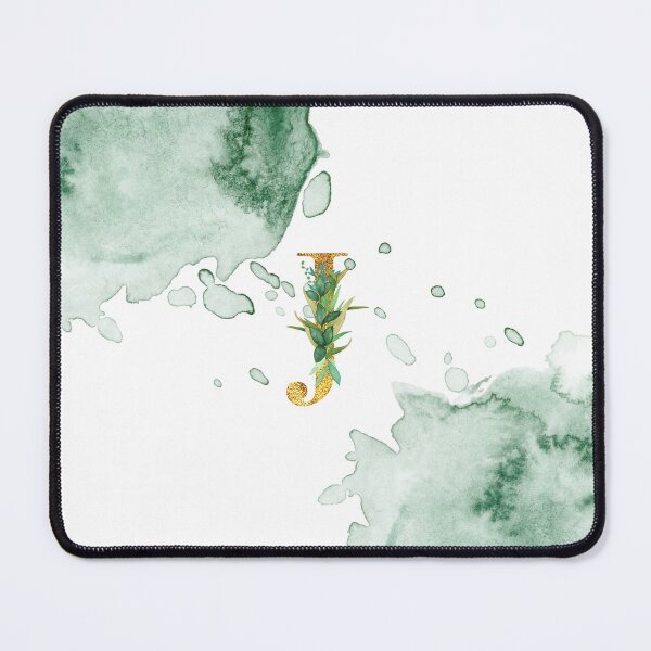 Item preview, Green Watercolor and Gold Glitter Letter J  Monogram Pillow designed and sold by adriana-holmes.