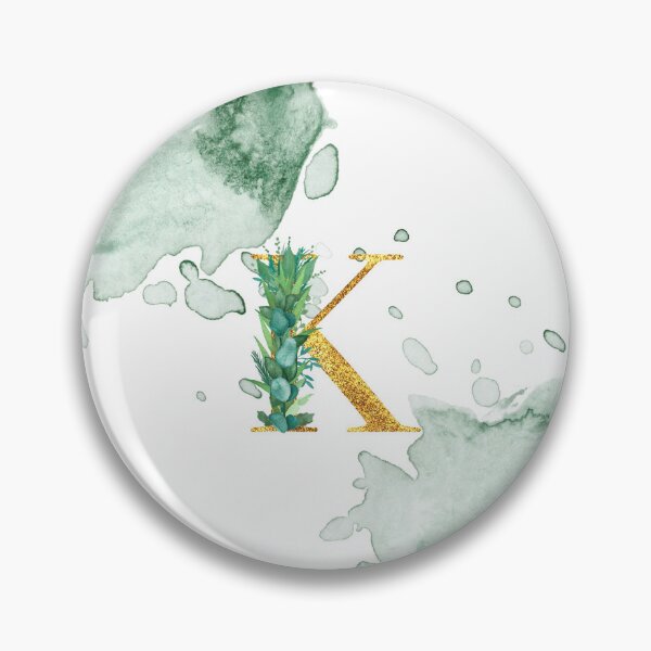 Item preview, Green Watercolor and Gold Glitter Letter K  Monogram Pillow designed and sold by adriana-holmes.