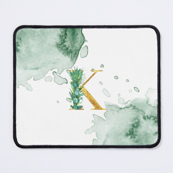 Item preview, Green Watercolor and Gold Glitter Letter K  Monogram Pillow designed and sold by adriana-holmes.