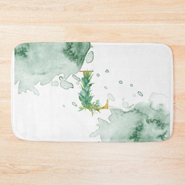 Item preview, Green Watercolor and Gold Glitter Letter L Monogram Pillow designed and sold by adriana-holmes.