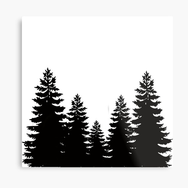 Lámina metálica «Silueta de hoja perenne en blanco y negro Aventura