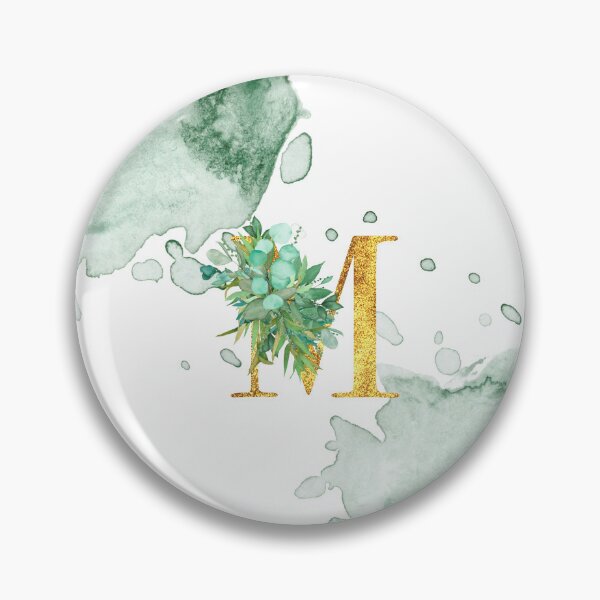 Item preview, Green Watercolor and Gold Glitter Letter M Monogram Pillow designed and sold by adriana-holmes.