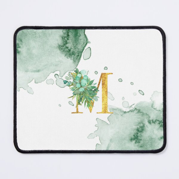 Item preview, Green Watercolor and Gold Glitter Letter M Monogram Pillow designed and sold by adriana-holmes.