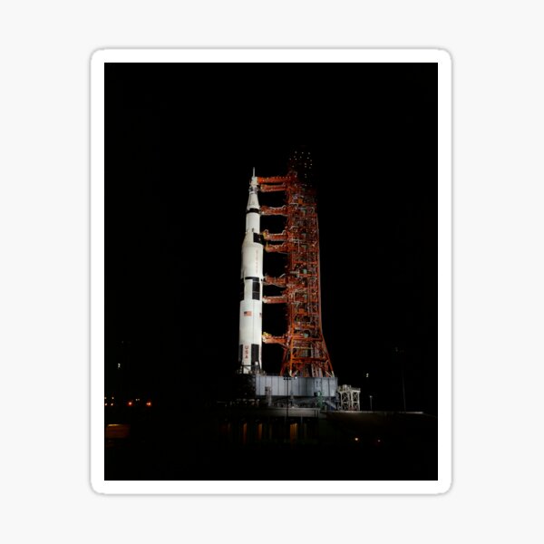 Nighttime view of the Apollo 13 space vehicle. Sticker