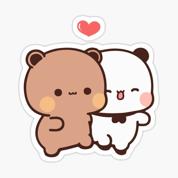 CUTE COUPLE LOVE, PANDA BEAR  Sticker