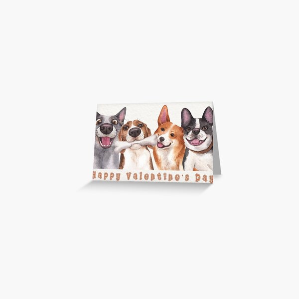 Happy Valentine’s Day - Watercolour Dogs Greeting Card