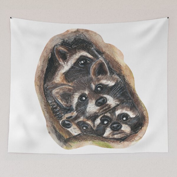 Item preview, Mixed media - Curious raccoons  designed and sold by Karolien Kenis.