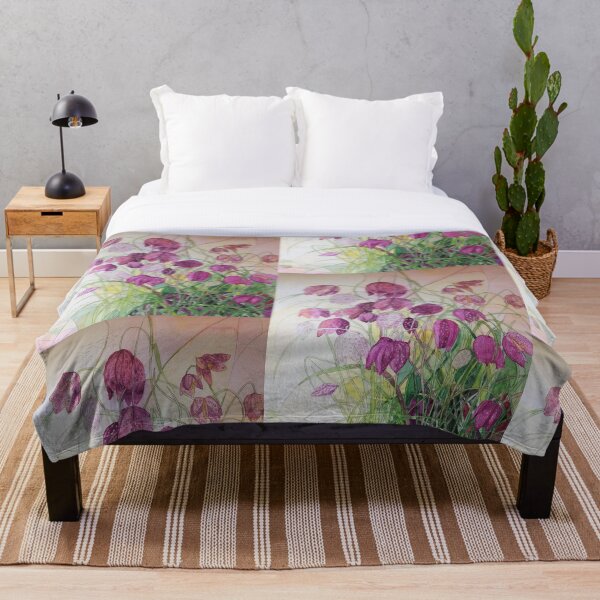Aperçu de l'œuvre Aquarelle de fleurs de fritillaire rose pourpre créée et vendue par esvb.