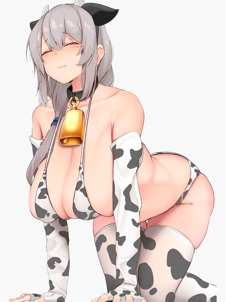 Oppa Huge Boobs Anime Cow Girl Sticker For Sale By Lewdities Redbubble
