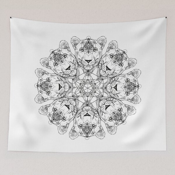 Item preview, Mama Lion Sacred Geometry Spirit Animal Mandala with Metatron’s Cube designed and sold by BadassBazaar.