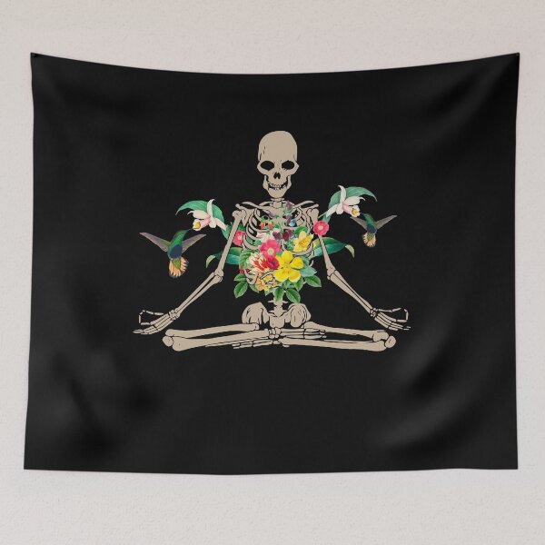 Item preview, Yoga Skeleton - Rib Cage Flowers-Yoga -Skeleton-Yoga- How to Meditate-Skeleton meditation Flower-Hummingbirds designed and sold by TeeARTHY.